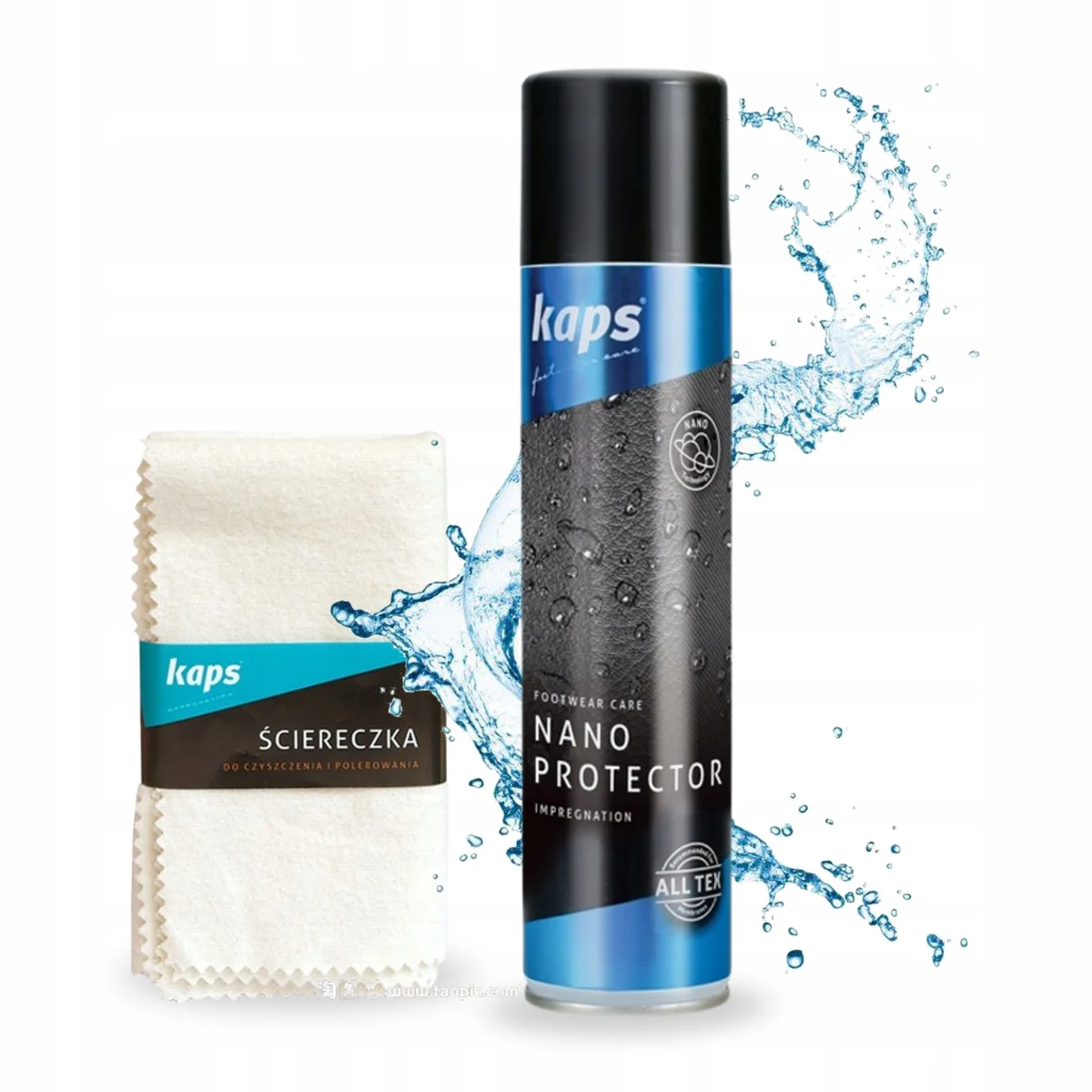 Impregnat Nano Protector Spray i Ściereczka do Butów Zestaw 2w1 Kaps