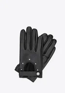 Rękawiczki - Damskie rękawiczki samochodowe skórzane z nitami czarne - miniaturka - grafika 1