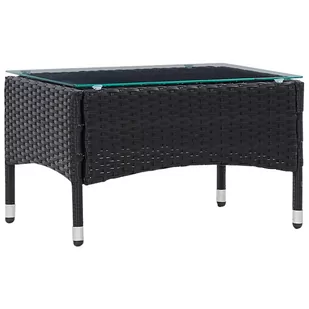 vidaXL Stolik kawowy, czarny, 60x40x36 cm, rattan PE - Stoły ogrodowe - miniaturka - grafika 1