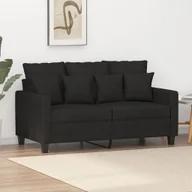 Sofy i kanapy - Sofa 2-osobowa, czarna, 120 cm, tapicerowana tkaniną - miniaturka - grafika 1