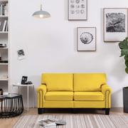 Sofy i kanapy - vidaXL 2-osobowa sofa, żółta, tapicerowana tkaniną - miniaturka - grafika 1