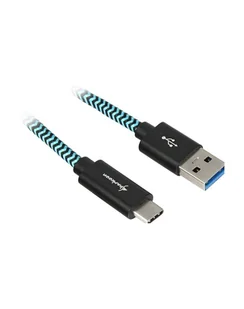 Sharkoon USB 3.1 A-C black blue 1.0m Aluminum + Braid - Kable komputerowe i do monitorów - miniaturka - grafika 1