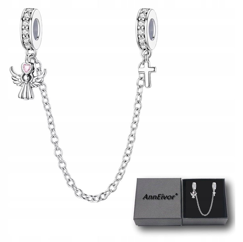 Łańcuszek Zabezpieczający Do Bransoletki Modułowej Aniołek Srebrny S925