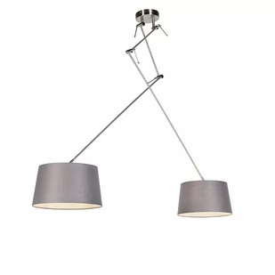 QAZQA Lampa wisząca regulowana stal klosz lniany ciemnoszary 35cm - Blitz II - Lampy sufitowe - miniaturka - grafika 1