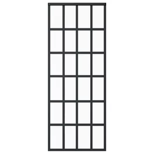 vidaXL Lumarko Drzwi przesuwne, szkło ESG i aluminium, 76x205 cm, czarne 151020 - Drzwi wewnętrzne - miniaturka - grafika 1