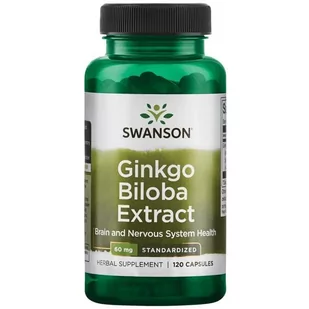 Swanson - Ginkgo Biloba Ekstrakt 24%, 60mg, 120 kapsułek - Suplementy naturalne - miniaturka - grafika 1