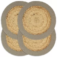 Obrusy i serwetki - vidaXL Maty na stół, 4 szt., naturalny i szary, 38 cm, juta i bawełna - miniaturka - grafika 1