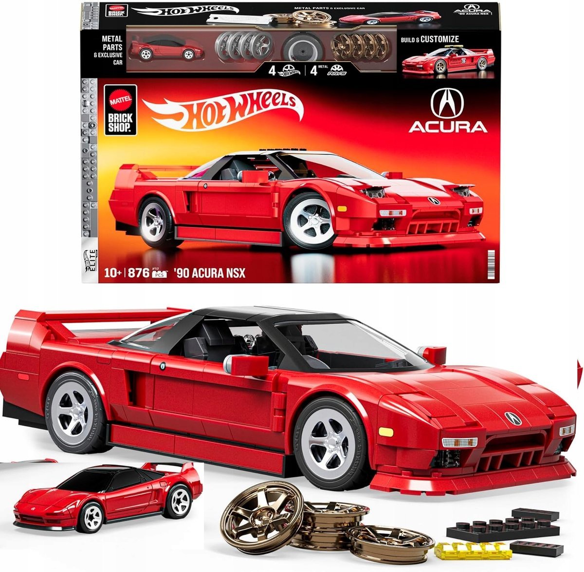 Mattel Klocki Hot Wheels Elite '90 Acura NSX - Zestaw Kolekcjonerski 876el.