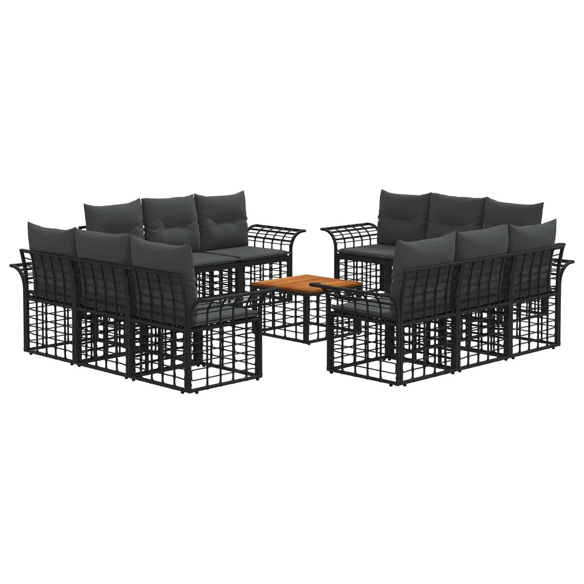 vidaXL Zestaw sof na zewnątrz 13 pcs Czarny i Ciemnoszary Poliester