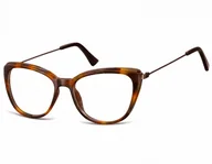 Okulary korekcyjne, oprawki, szkła - Sunoptic Okulary oprawki zerówki korekcyjne Kocie Oczy AC8E bursztynowe - miniaturka - grafika 1