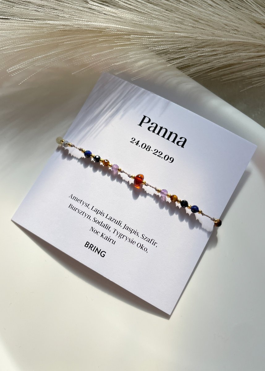 Bransoletka znak zodiaku Panna pozłacane kulki