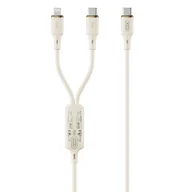 Kable USB - XO kabel NB-Q262 2w1 PD USB-C - Lightning + USB-C 1,2m beżowy 60W - miniaturka - grafika 1
