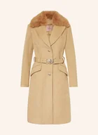 Płaszcze damskie - Guess Płaszcz New Patrice Z Odpinanym Sztucznym Futrem beige - miniaturka - grafika 1