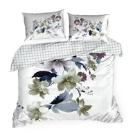 Pościel - Pościel satynowa 220x200 Sofia biała kolorowa kwiaty Premium - miniaturka - grafika 1