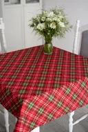 Obrusy i serwetki - Obrus w kratę bawełniany plamoodporny kwadratowy czerwonego koloru - miniaturka - grafika 1