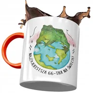 Kubki - Kubek Pomarańczowy na Urodziny 66 66te 66-te z Nadrukiem ze Zdjęciem + Opakowanie na prezent (wzór 01) - miniaturka - grafika 1