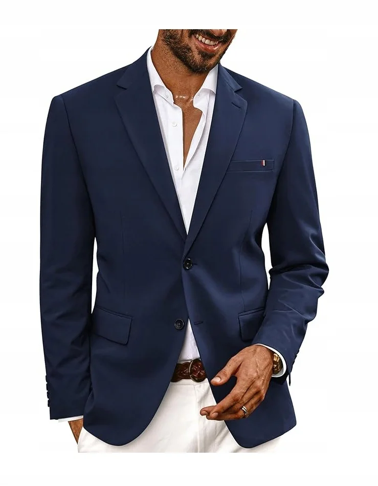 MĘSKA MARYNARKA XL granatowa elegancka casual regular zapinana biznesowa
