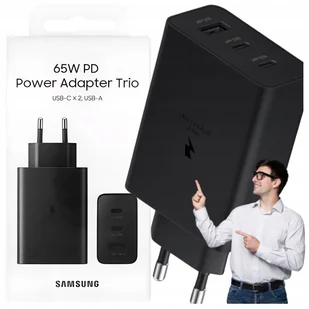 ŁADOWARKA SAMSUNG TRIO EP-T6530NBEG USB-A 2x USB-C 65W Hit - Ładowarki do telefonów - miniaturka - grafika 1