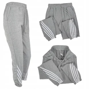 Spodnie Dresowe Damskie Joggery Modne Z Ściągaczami Luźne S/M Szary 36 - Spodnie damskie - miniaturka - grafika 1