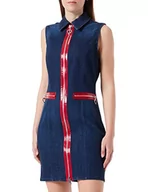 Sukienki - Love Moschino Damska sukienka bez rękawów, ciemnoniebieska, rozmiar 38, niebieski (Dark Blue Denim), 38 - miniaturka - grafika 1
