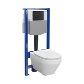 Stelaże i zestawy podtynkowe do WC - Zestaw podtynkowy pneumatyczny Cersanit Calais przycisk Accento czarny S4021-001 - miniaturka - grafika 1