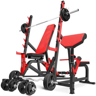 Zestaw do treningu siłowego Marbo Sport ławka regulowana i stojaki pod sztangę - Ławki treningowe - miniaturka - grafika 1