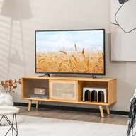 Szafki RTV - COSTWAY Stojak pod telewizor Szafka pod telewizor do 55 cali, szafka pod telewizor z 2 przesuwanymi drzwiami, szafka pod telewizor, konsola multimedialna do salonu, sypialni - miniaturka - grafika 1