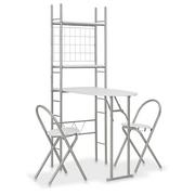 Stoły z krzesłami - vidaXL 3-cz. zestaw składanych mebli z regałem do jadalni, MDF i stal - miniaturka - grafika 1