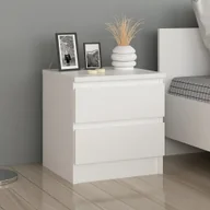 Szafki nocne - Stolik nocny Fuglebjerg komoda biała z 2 szufladami Szafka nocna do sypialni stolik nocny nowoczesny - miniaturka - grafika 1