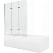 Wanny - Mexen Vega wanna prostokątna 180 x 80 cm z obudową i parawanem 3-skrzydłowym 120 cm, transparent, chrom - miniaturka - grafika 1