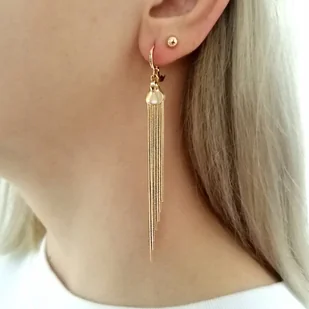 DAMSKIE DŁUGIE KOLCZYKI WISZĄCE CHWOSTY 18K PREZENT NA URODZINY DLA NIEJ - Kolczyki - miniaturka - grafika 1