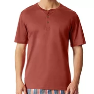 Koszulki męskie - Schiesser Męski T-shirt z zapięciem na guziki, ciemnoczerwony, 48 - miniaturka - grafika 1