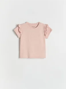Reserved - Bawełniany t-shirt z falbankami - brudny róż - Bluzki dla niemowląt - miniaturka - grafika 1