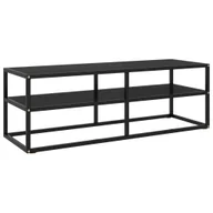 Szafki RTV - Szafka pod telewizor Living Store czarna z czarnym szkłem hartowanym 120x40x40 cm - miniaturka - grafika 1