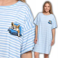 Bielizna nocna - KOSZULA NOCNA DAMSKA BAWEŁNIANA LUŹNA Z KRÓTKIM RĘKAWEM NADRUK MORAJ XL BLUE - miniaturka - grafika 1