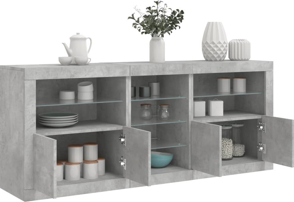 vidaXL Szafka z oświetleniem LED, szarość betonu, 162x37x67 cm