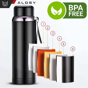 Termos butelka bidon termiczny 800ml do kawy herbaty yerba mate LED sitko smyczka Alogy wyświetlacz Czarny - Części i akcesoria do laptopów - miniaturka - grafika 3