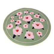 Dywany - Okrągły dywan, antypoślizgowy 80 x 80 cm - wzór Kwiaty, zielony - miniaturka - grafika 1