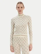 Bluzy damskie - Guess Bluza V5BP08 K2000 Beżowy Slim Fit - miniaturka - grafika 1