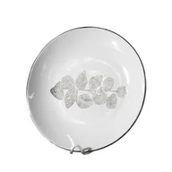 Tace i patery - Patera Ceramiczna Ze Srebrnymi Liśćmi Erika 28X28X4 Biała - miniaturka - grafika 1