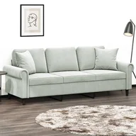 Sofy i kanapy - 3-osobowa sofa z poduszkami, jasnoszara, 180 cm, aksamit Lumarko! - miniaturka - grafika 1