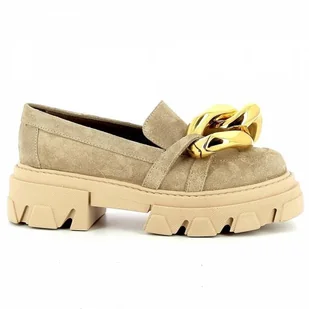 Beżowe mokasyny na platformie zamszowe CARINII - Carinii - Mokasyny damskie - miniaturka - grafika 1