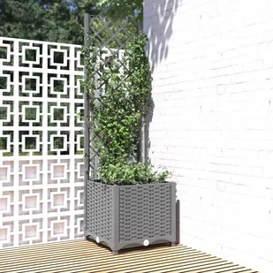 Donica ogrodowa z kratką, jasnoszara, 40x40x136 cm, PP Lumarko - Donice - miniaturka - grafika 1
