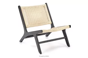 Drewniany fotel ogrodowy w stylu boho czarny CALLIPTE Konsimo - Fotele i krzesła ogrodowe - miniaturka - grafika 1