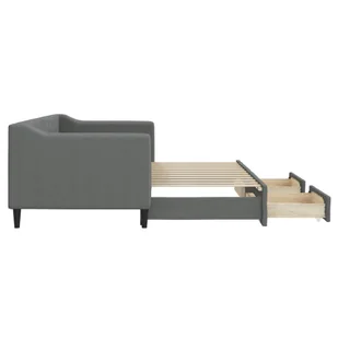 Sofa rozsuwana z szufladami, ciemnoszara, 80x200 cm, tkanina Lumarko! - Łóżka - miniaturka - grafika 8