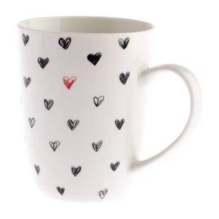 Kubek ceramiczny w czarne serca Dakls, 340 ml - Kubki - miniaturka - grafika 1