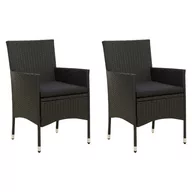 Fotele i krzesła ogrodowe - vidaXL Krzesła ogrodowe z poduszkami 2 szt. polirattan czarne 316681 - miniaturka - grafika 1