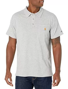 Carhartt Męska koszulka polo Force Cotton Delmont Pocket, Szary wrzosowy, M - Koszulki męskie - miniaturka - grafika 1