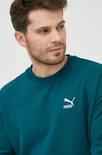 Bluzy męskie - Puma bluza bawełniana męska kolor zielony gładka - grafika 1
