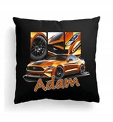 Poduszki dekoracyjne - CZARNA Poduszka Z IMIENIEM Na Wielkanoc SAMOCHÓD AUTO JAGUAR FORD MUSTANG - miniaturka - grafika 1